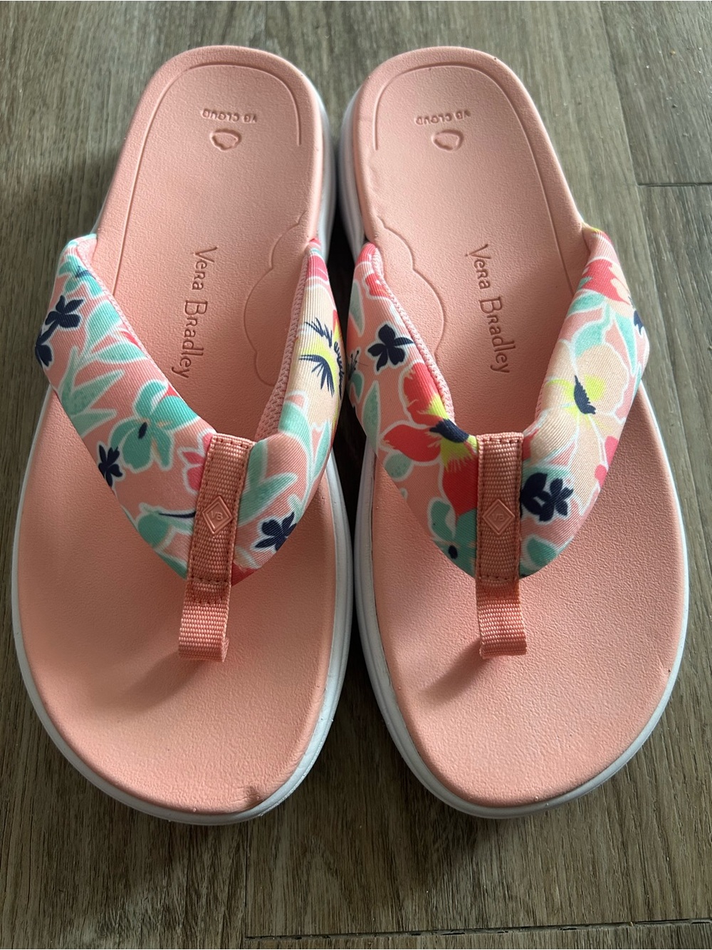 Vera Bradley Coral Pink Floral Padded Flip Flop Sandals